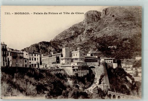 Monte Carlo 1922 Palais du Prince et Tete de Chien AK