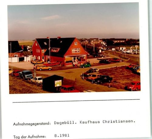 Dagebüll Kaufhaus Christiansen Foto montiert auf Karton