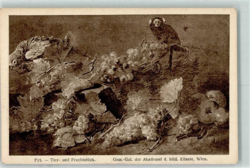Tier- und Fruchstück Verlag K.V.W. Nr. 1943 Affe Papagei Weintrauben