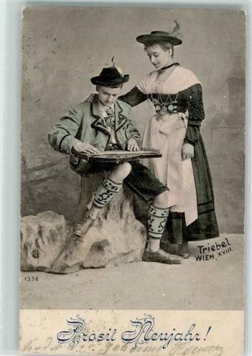 Salzburg 1904 Neujahr Foto von Triebel Wien Trachten Österreich AK