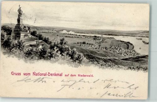 Rüdesheim 1908 Stempel Nationaldenkmal 1908 Niederwald