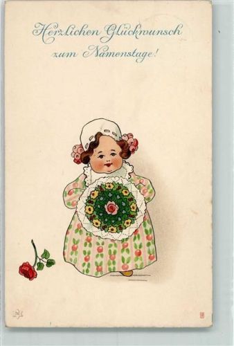1907 Kind mit einem Blumenstrauß AK