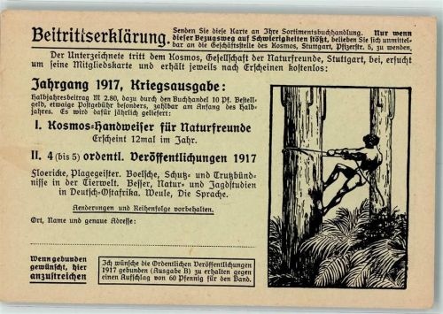 Bücher Zettel Kosmos, Gesellschaft der Naturfreunde 1917