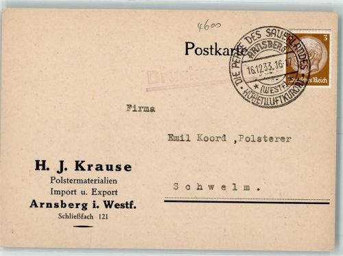 59755 W5760 Arnsberg , Westf - Firma H.J. Krause