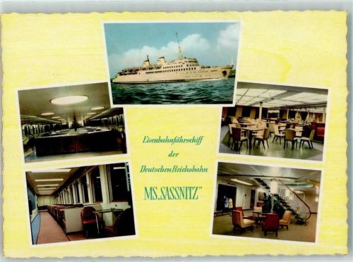 Eisenbahnfährschiff Sassnitz mit Innenansichten AK