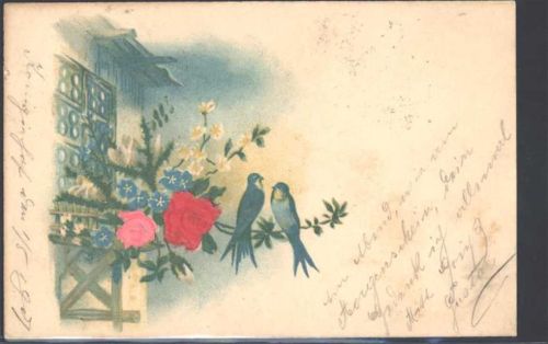 1902 Prägedruck Vergissmeinnicht Rosen AK