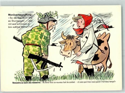 Manöverbegegnung AK Militär Karikatur 1981