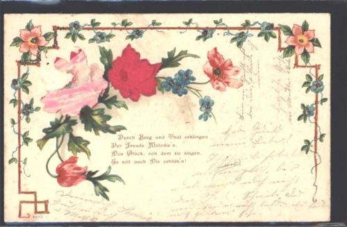 1901 Prägedruck Poesie / Liebe Rosen AK