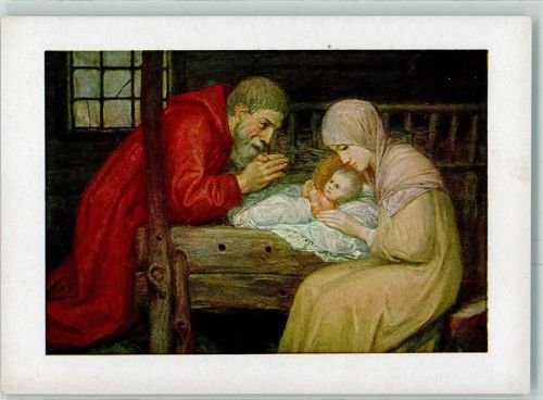 Matthäus Schiestl Weihnacht im Stall AK