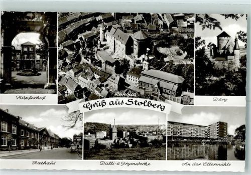 Stolberg Rückseite mit Abschürfungen bzw Kleberesten Kupferhof Burg Rathaus Ellermühle Prymwerke