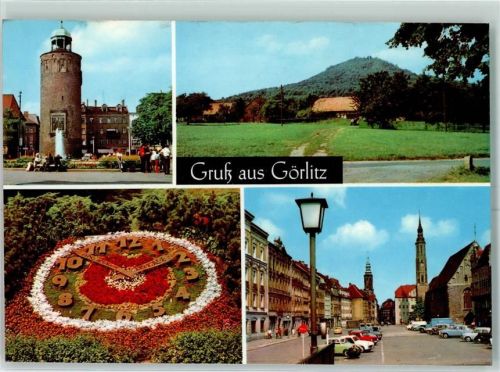 Görlitz Marienplatz Landeskrone Blumenuhr Leninplatz
