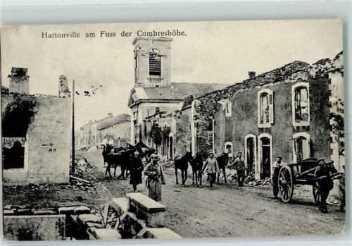 Vigneulles-les-Hattonchatel 1915 Feldpost WK I Kirche zerstörte Häuser