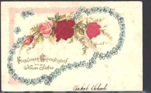 1900 Prägedruck Vergissmeinnicht Neujahr AK