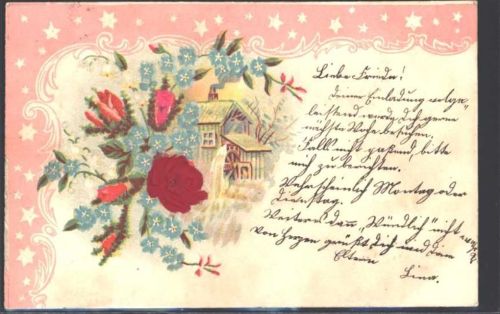 1901 Prägedruck Vergissmeinnicht AK
