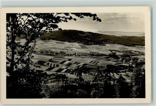 Cunewalde Blick vom Czorneboh zum Bieleboh Rückseite mit Abschürfungen bzw Kleberesten