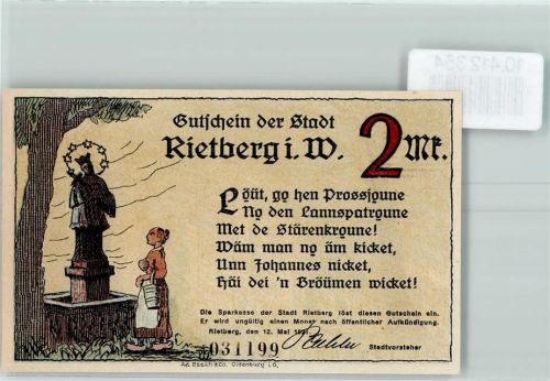 Rietberg Notgeld St. Johannis Kapelle