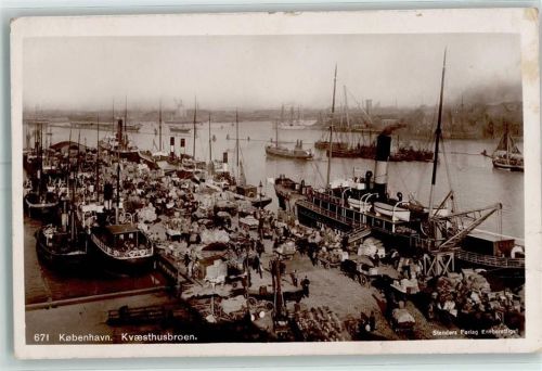 Kopenhagen 1912 Hafen Marktszene