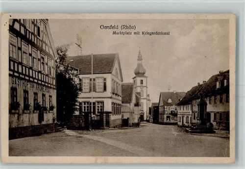 Gersfeld Marktplatz mit Kriegerdenkmal Gasthaus zur Krone