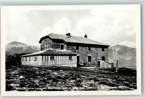 Alois Günther Haus Stuhleck Rax Hüttenstempel Beschreibung aufgeklebt