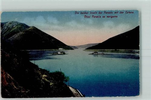 Perast Insel St. George Benediktinerabtei und die Insel Madonna von Meißeln