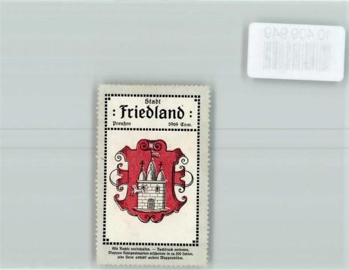 Friedland in Ostpreußen Vignette Wappen Kaffee Hag ca 1920-1940