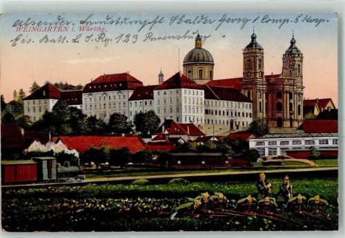 Weingarten 1917 Kloster Stempel Ers.Komp.
