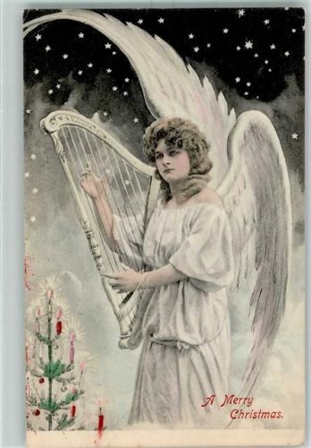 1910 mit einer Harfe Weihnachten AK