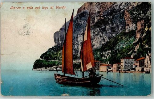 Riva del Garda Barca a vela sul lago di Garda Ort lt. Stempel Segelschiff