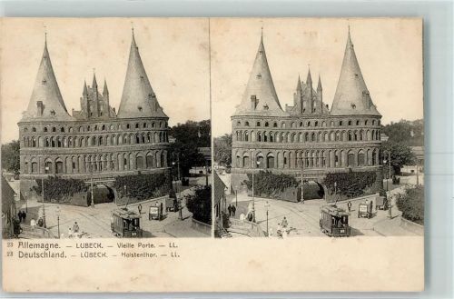 Lübeck Holstentor Straßenbahn Kutschen Nr.23 LL