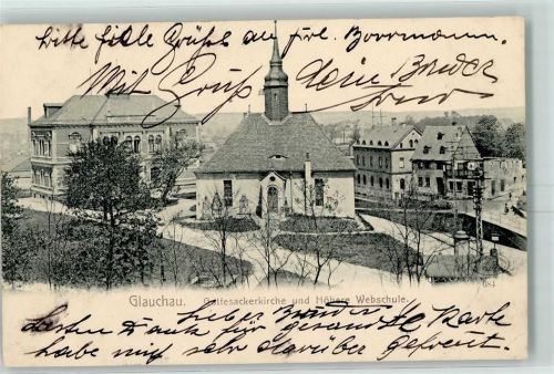 Glauchau 1913 Gottesackerkirche Höhere Webschule