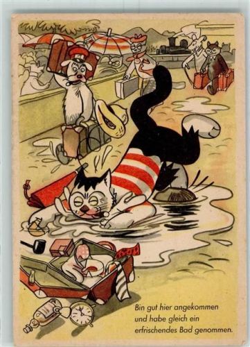 Werbung Frankfurter Illustrierte Cefischer Serie Katze vermenschlicht