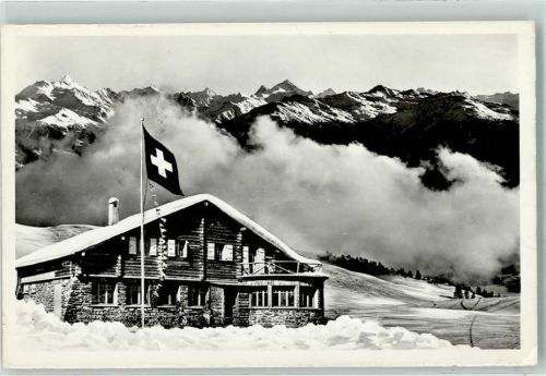 Mont Lachaux Restaurant Croix d'Err Wappen Winter