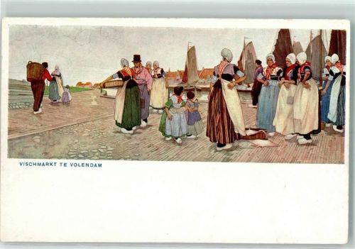 Volendam 1905 Fischmarkt Tracht AK
