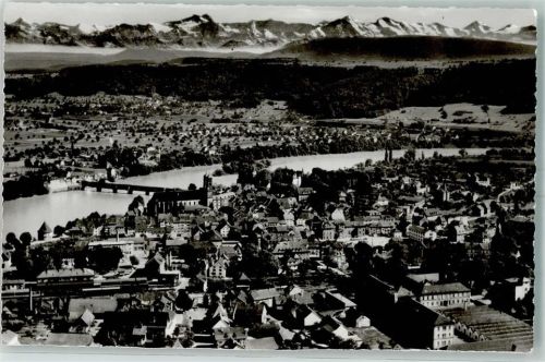 Bad Säckingen Fliegeraufnahme am Hochrhein mit Schweizer Alpen