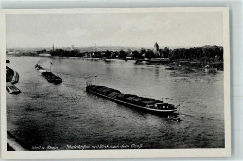 Weil am Rhein Rheinhafen Blick auf´s Elsass Frachtschiffe Schiffe