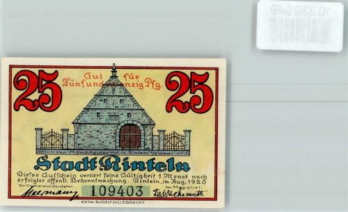 Rinteln 25 Pfennig Notgeld Münchhausen Hof Bär Karre