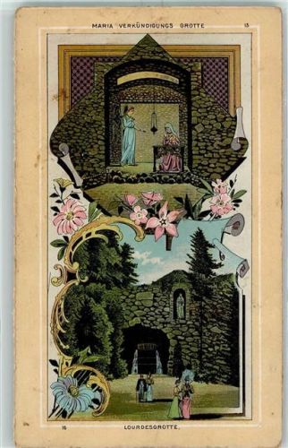 Arenberg Maria Verkündungs-Grotte Lourdesgrotte Blumen Lithographie