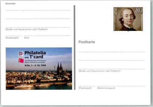Köln Altstadt-Nord 103 Ganzsache Philatelia mit T'card 1994 Dom