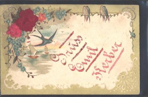 1900 Prägedruck Vergissmeinnicht Rosen AK