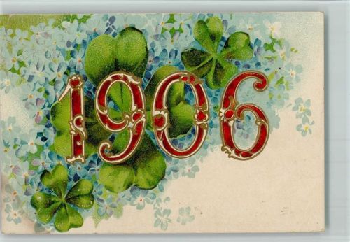 Neujahr 1906, kleeblätter und Vergissmeinnicht AK