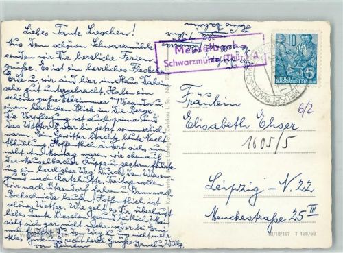 Meuselbach Landpoststempel Schwarzmühle Thüringen