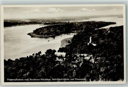 Zehlendorf Blockhaus Nikolskoe Petri-Pauli Kirche Pfaueninsel Fliegeraufnahme