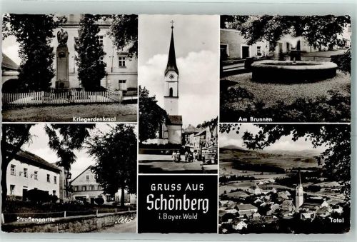 Schönberg Kriegerdenkmal Brunnen straßenpartie