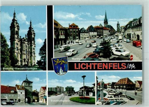 Lichtenfels Basilika Vierzehnheiligen Marktplatz Auto Unteres Tor Bahnhofsplatz Stadtplatz mit Rathaus