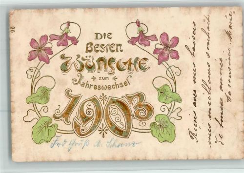 Neujahr 1903 in Golddruck AK