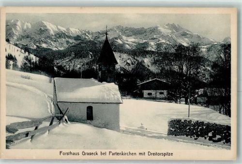 Partenkirchen Forsthaus Graseck mit Dreitorspitze Winter