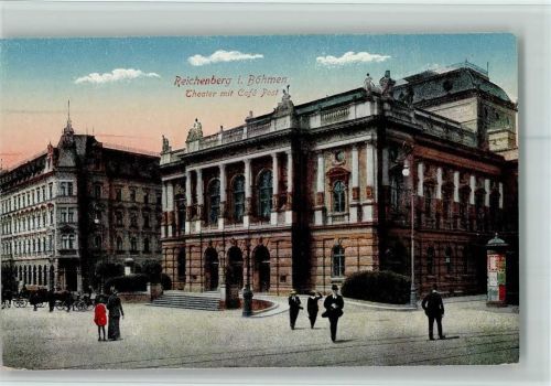 1915 Theater mit Cafe Post AK Litfaßsäule