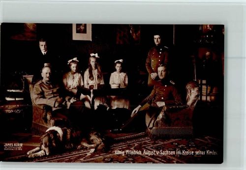 1914 König v. Sachsen im Kreise seiner Familie - AK
