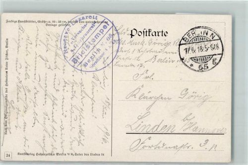 Wedding 1916 WK I Lazarettstempel Reserve-Lazarett Versuchs- und Lehrbrauerei Berlin Nr. 65 Seestraße Unsere Laandesmutter Kinder