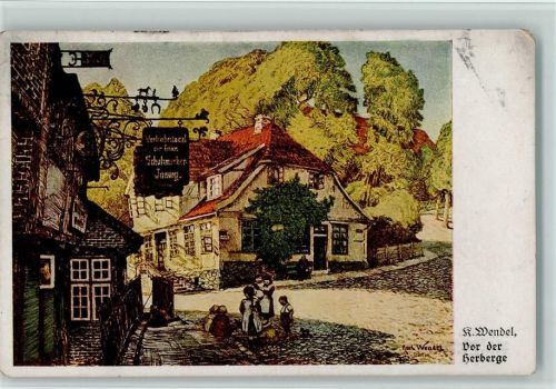 Nr. 129 Verlag Peters - K. Wendel: Vor der Herberge AK